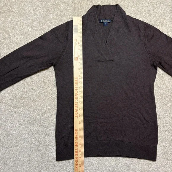 Brooks Brothers Sweater Womens Medium Brown Cotton Cashmere Shawl Collar - Picture 6 of 10